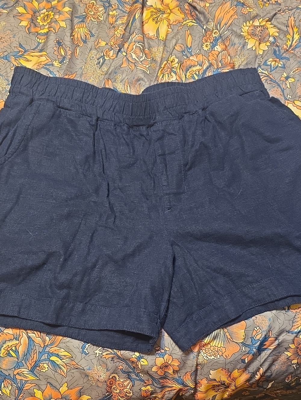 Maurices Navy Elastic-Waist Linen-Blend Athletic Shorts
